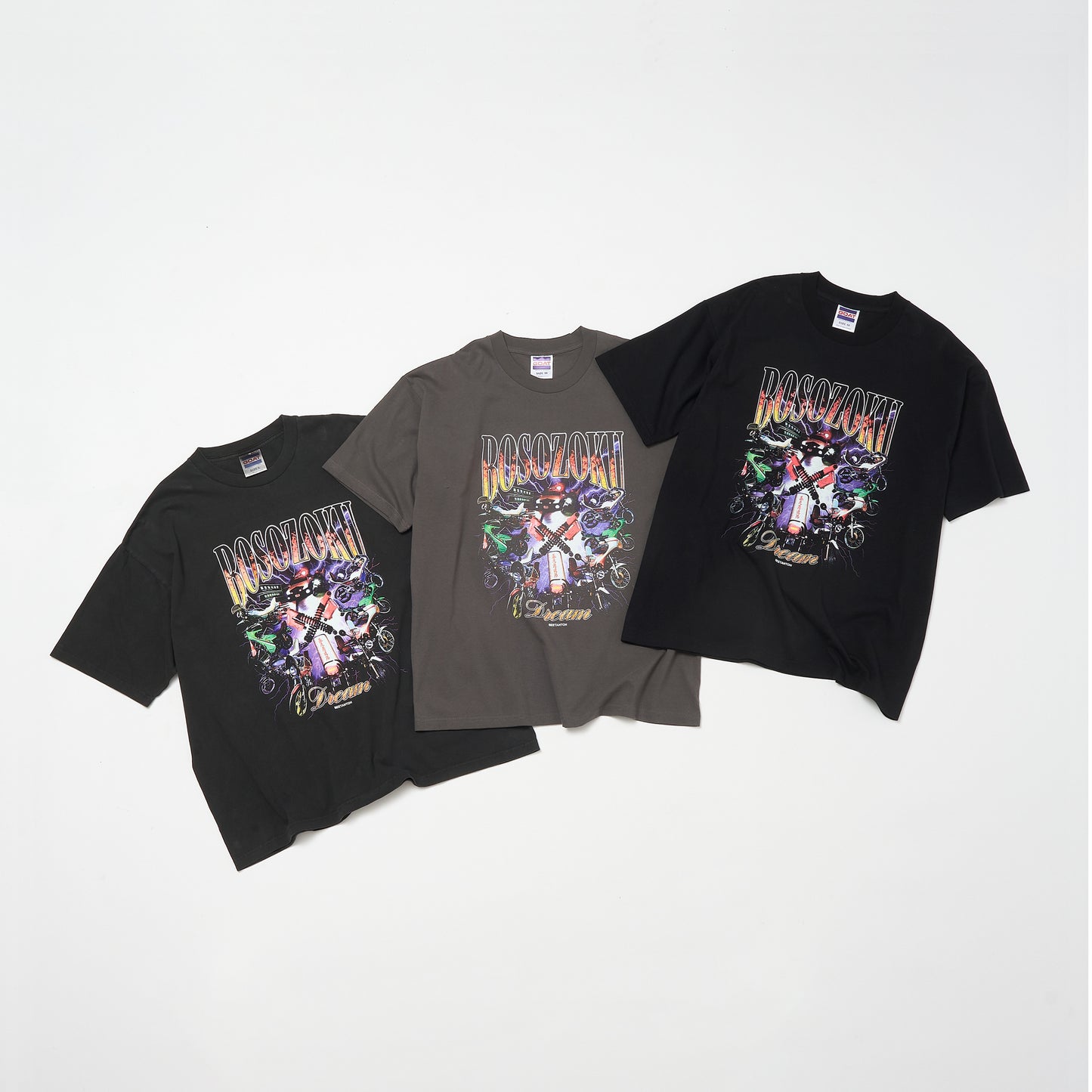暴走族コラージュプリントT-shirt（BLK/GRY/PIG）