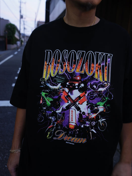 XXLサイズ入荷 NEW暴走族コラージュプリントT-shirt（BLK）