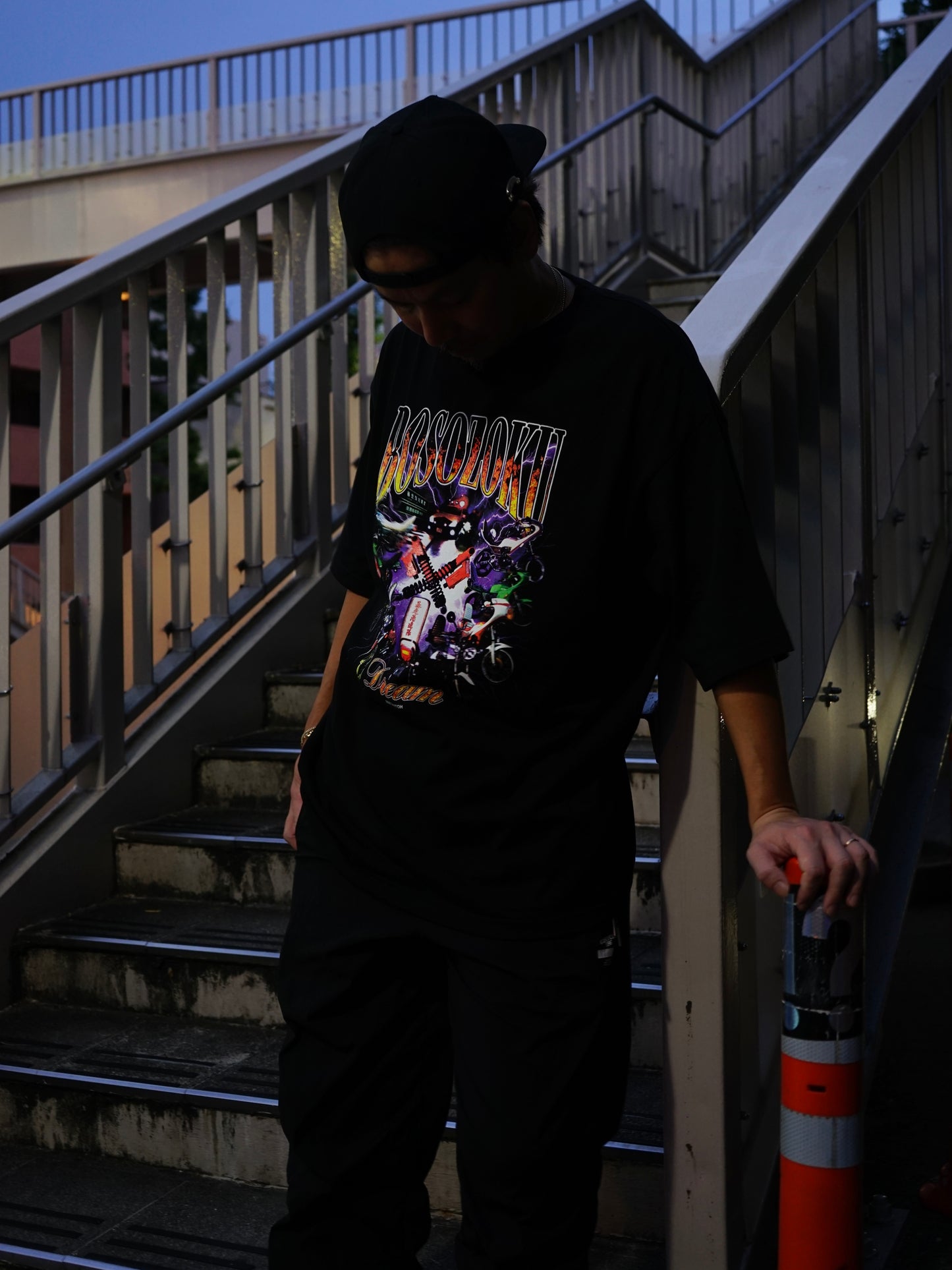 XXLサイズ入荷 NEW暴走族コラージュプリントT-shirt（BLK）