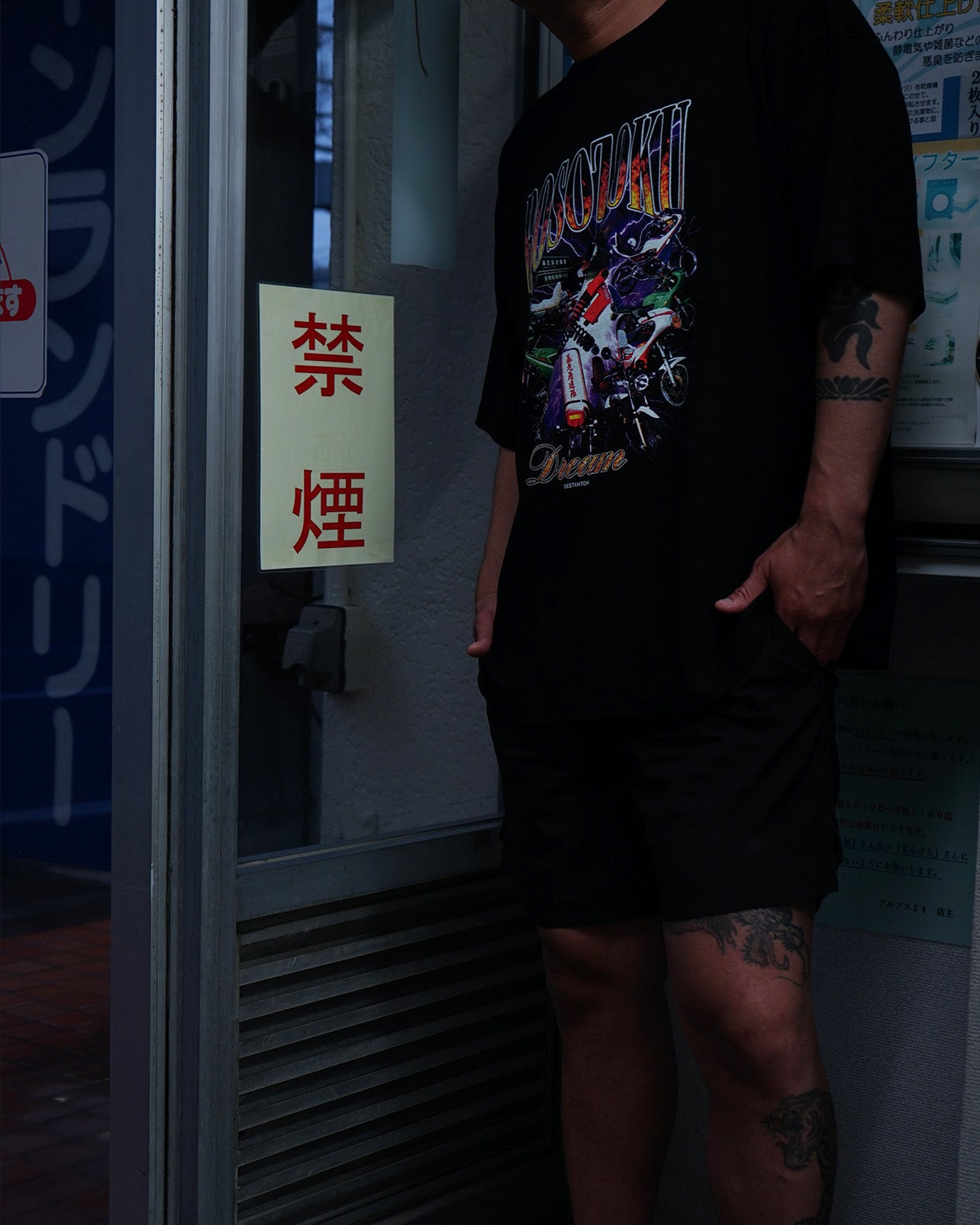 暴走族コラージュプリントT-shirt（BLK/GRY/PIG）