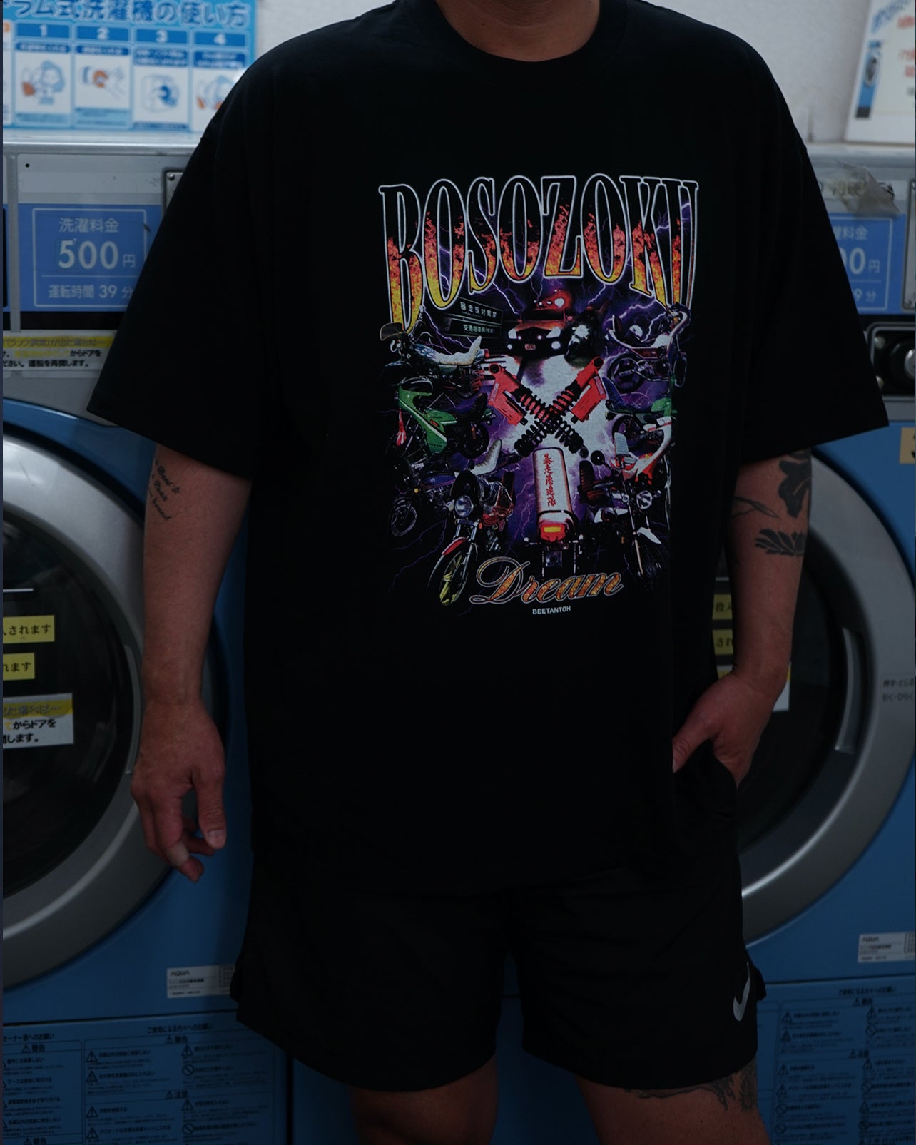 暴走族コラージュプリントT-shirt（BLK/GRY/PIG）